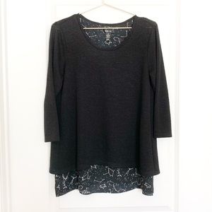 Style & Co. Boho Celestial Starry Sky Layered Sweater Black Size Small
